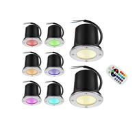 JOUFNING 8PCS Projecteurs De Sol pour Espaces Verts - Spots Encastrés Extérieurs 6 W, Étanches IP67, RGB, Basse Tension 12-24 V, avec Télécommande(6W 24v)