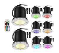 JOUFNING 8PCS Spots LED De Sol pour Paysage - Lampe D'extérieur Enterrée 6 W, Lampe De Sol Encastrable RVB Étanche IP67, Projecteurs Basse Tension 12 V-24 V, avec Télécommande(6W 12v)