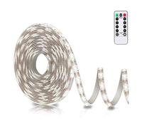 JOUFNING Bande LED À Piles avec Télécommande, Blanc Chaud, Intensité Variable, Autocollante, Sécable, Étanche, pour La Décoration De La Télévision, De La Cuisine, des Placards(White,10M(600LEDS))