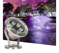 JOUFNING Lampe De Fontaine LED Submersible - Lampe sous-Marine pour Piscine, Spot Encastré Étanche IP68, Éclairage Paysager Rotatif AC 12 V, pour Jardin, Pelouse Et Rocaille(Red,15W)