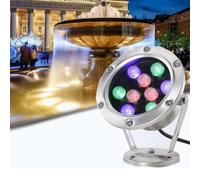 JOUFNING Lampe De Fontaine LED Submersible - Lampe sous-Marine pour Piscine, Spot Encastré Étanche IP68, Éclairage Paysager Rotatif AC 12 V, pour Jardin, Pelouse Et Rocaille(Red,9W)