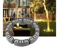 JOUFNING Lumière Jardin Enterré - Spot Encastrable LED Exterieur, Anneau Lumineux LED Circulaire pour Palmiers, Éclairage Paysager Multicolore Étanche IP65, Projecteur De Jardin(Warm Light,72W(24V))