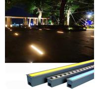 JOUFNING Lumière Jardin Enterré - Spot LED Encastré Linéaire Rectangulaire - Éclairage Extérieur Enterré, Étanche IP65, pour Éclairage Paysager De Couloirs Et D'escaliers(Blue,100-240V(24W))