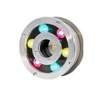 JOUFNING Lumière LED Submersible - Spot Encastrable Exterieur, Éclairage De Paysage À LED en Acier Inoxydable Étanche IP68, Éclairage De Bassin À LED À Trou Central 12 V(Red,24W(12V))
