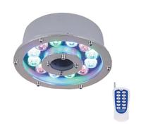 JOUFNING Lumière LED Submersible - Spot Encastrable Exterieur, Éclairage D'étang À Trou Moyen Étanche IP68, 12/24V Lampe De Fonction d'eau À Changement De Couleur RVB avec Télécommande(12W(12V))