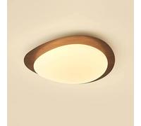 JOUFNING Plafonnier De Chambre À Coucher - Plafonnier Nordique Original en Bois pour Salle D'étude, Luminaires Créatifs en Galets, LED Tricolore À Intensité Variable, pour Bureau(Dark Brown,30cm*8cm)