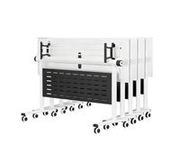 JOUFNING Pliant Table De ConféRence - Bureau De Réunion Mobile Moderne avec Étagère De Rangement, roulettes Silencieuses À 360° avec Frein, pour Séminaires, Centres De Formation, Bureaux(120X50X75CM)