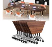 JOUFNING Pliant Table De ConféRence - Bureau Pliable Petit Espace, Table De Formation/conférence Pliante À Plateau Rabattable, pour Séminaire, Salle De Classe Ou Bureau(8_47IN)