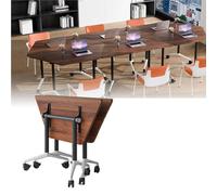 JOUFNING Pliant Table De ConféRence - Bureau Pliable Petit Espace, Table De Formation/conférence Pliante À Plateau Rabattable, pour Séminaire, Salle De Classe Ou Bureau(2_47IN)