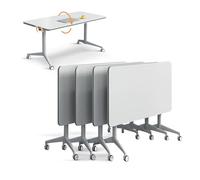 JOUFNING Pliant Table De ConféRence - Table De Bureau Pliante, Tables De Réunion Roulante À roulettes, pour Bureaux, Salles De Classe, Postes De Travail(4pack,47.2in)