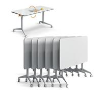 JOUFNING Pliant Table De ConféRence - Table De Bureau Pliante, Tables De Réunion Roulante À roulettes, pour Bureaux, Salles De Classe, Postes De Travail(6pack,55.1in)