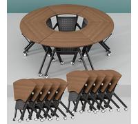 JOUFNING Pliant Table De ConféRence, Table De Formation Moderne en Forme D'éventail, Tables De Réunion Modulaires Et Empilables Mobiles pour Séminaires Et Réunions, pour Bureaux(10)