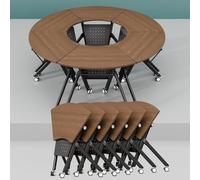 JOUFNING Pliant Table De ConféRence, Table De Formation Moderne en Forme D'éventail, Tables De Réunion Modulaires Et Empilables Mobiles pour Séminaires Et Réunions, pour Bureaux(6)