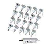 JOUFNING Spot À Faisceau LED, Mini 1 W, Éclairage Mural De Fond Dissimulé 12 V, Intensité Variable Encastré 15 Mm, pour D'escalier, Placard, Couloir, Vitrine, 16PCS(Warm White 3000k,30°)