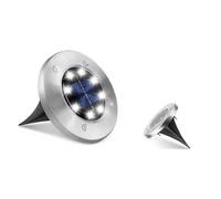 JOUFNING Spot Encastrable LED Exterieur, Lampes Solaires De Sol, Faisceau De Lumière LED Projecteurs, avec Éclairage Latéral sur 4 Côtés, Luminaires Paysagers en Acier Inoxydable(White)