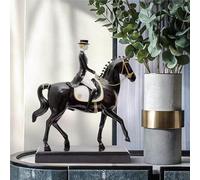 JOUFNING Statue D'art - Figurine Décorative De Bureau, Sculpture De Chevalier 3D À Poser, Ornement Décoratif Moderne, Meuble TV/cave À Vin, Résine Faite Main(Black)