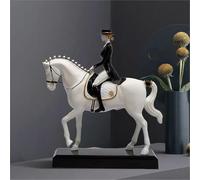 JOUFNING Statue D'art - Figurine Décorative De Bureau, Sculpture De Chevalier 3D À Poser, Ornement Décoratif Moderne, Meuble TV/cave À Vin, Résine Faite Main(White)