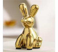 JOUFNING Statue D'art - Figurine Décorative De Bureau, Sculpture De Singe En Ballon 3D, Ornement Abstrait Animalier Pour Bureau, Sculpture Mignonne En Résine Pour La Maison, Cadeau(Rabbit,Gold)