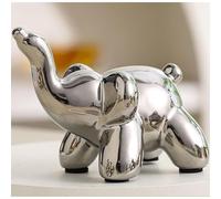 JOUFNING Statue D'art - Figurine Décorative De Bureau, Sculpture De Singe En Ballon 3D, Ornement Abstrait Animalier Pour Bureau, Sculpture Mignonne En Résine Pour La Maison, Cadeau(Elephant,Silver)