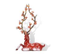 JOUFNING Statue D'art - Figurine Décorative, Figurine De Cerf Sika En Porcelaine, Sculpture De Renne, Ornement Animalier, Statue En Céramique, Décoration Intérieure De Accessoires(Red)