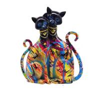 JOUFNING Statuette Décorative - Figurine De Bureau, Sculpture Colorée D'un Couple Chats Amoureux, Collection Abstraite Pour La Décoration, Accessoires Et Cadeaux(B)