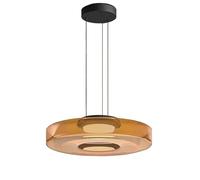 JOUFNING Suspensions en Verre, Suspension avec Abat-Jour Rond, Lustre Îlot Art Déco, Suspension Style Ferme pour Cuisine, Bureau Et Couloir(Amber,45 * 11CM)
