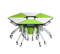 JOUFNING Tables Pliantes Rondes Modulaires Multi-Personnes, Bureau De Conférence avec roulettes Verrouillables, Plateau Rabattable Mobile, pour Salles De ureaux Modernes(6PCS)