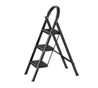 joukares 1 escabeau pliable à 3 marches avec large pédale antidérapante, poignée pratique, léger, échelle en acier robuste de 150 kg, marchepied portable en acier pour la maison et le bureau, noir