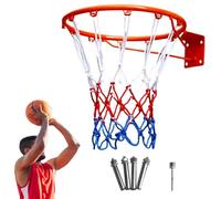 joukares 45 cm Standard Complet Plaque en Acier épaissie Mural de Basket-Ball de Basket-Ball Cylindre de Cerceau avec des raccords de Filet et de Pompe complète Orange