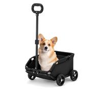joukares Chariot de transport à roulettes pour chien avec ceinture de sécurité - 4 roues - Pliable - Pour voyage, shopping, marche, jeu - Noir