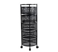joukares Panier à fruits et légumes pour cuisine, panier rotatif circulaire à 5 niveaux avec roulettes, étagère en fil métallique pour fruits, légumes, chariot de rangement à roulettes pour salon,