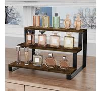 joukares Rack de Rangement en Bois à 3 Niveaux, Pattes Fer Robustes, étagère d'affichage Polyvalente pour Cuisine, Bureau, Salon, Organisateur Durable, Solution Stockage Facile Assembler Marron