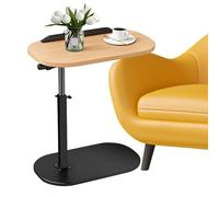 joukares Table d'extrémité en Forme de C avec Roues, Table d'appoint lit à Hauteur réglable, bac télévision pivotante 360 degrés, Support Nuit étagère Rangement 2 Niveaux, canapé Couleur en
