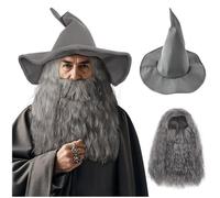 Joukavor Chapeau de magicien pour barbe et perruque, accessoire de costume pour adultes, Halloween, cosplay (gris)