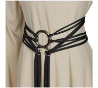 Joukavor Viking Troll Cross Rope Belt - Ceinture médiévale de sorcière nordique pour femme, noir, taille unique
