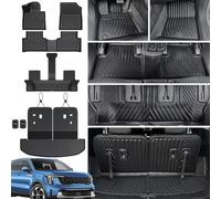 JOULARISE Tapis de Coffre avec Dossier - Tapis de Sol pour Kia Sorento 6/7 sièges 2021-2024 2025 (Compatible avec gaz), Protections en TPE Toutes Saisons, Housses de Dossier de siège (Tapis de Sol +