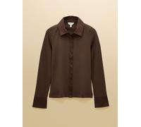 Joules Anita Chocolate Brown Cotton-Rich Long Sleeve Ribbed Jersey Shirt Chocolate Brown 46