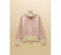 Joules Joules Addison Pink & Cream Patterned Knitted Jumper with Detachable Roll Neck