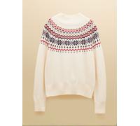 Joules Joules Alba Cream Fair Isle High Neck Cotton-Blend Jumper