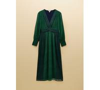 Joules Joules Allegra Green Hotchpotch Ruched Hotchpotch V-Neck Dress Green Hotchpotch 46