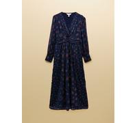 Joules Joules Allegra Navy Ruched Hotchpotch V-Neck Dress Navy EU 38 (UK 10)