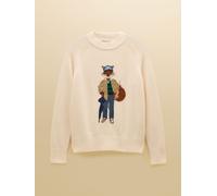 Joules Joules April Showers Cream Jonty Fox Embroidered Cotton-Rich Crew Neck Jumper