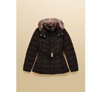 Joules Joules Aspen Black Showerproof Padded Coat with Faux Fur Hood
