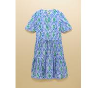 Joules Joules Cotton Dress Green/Blue Tie Waist and Notch Neck Green/Blue 44