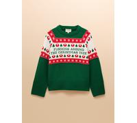 Joules Joules Flocking Around Green Crew Neck Christmas Jumper