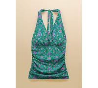 Joules Joules Green Floral Wrap Halterneck Tummy Control Tankini Top
