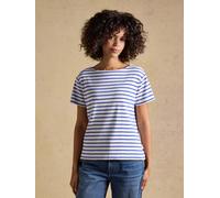Joules Joules Harbour Cream & Blue Short Sleeve Striped Boat Neck Long Sleeve Breton Top