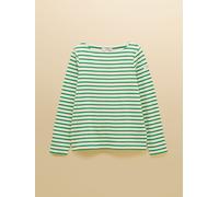 Joules Joules Harbour Cream & Green Long Sleeve Striped Boat Neck Long Sleeve Breton Top