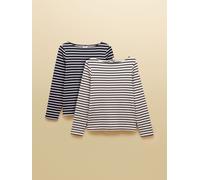 Joules Joules Harbour Navy & Creme Striped Boat Neck Breton Tops (2 Pack)