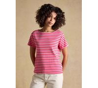 Joules Joules Harbour Pink Red Short Sleeve Boat Neck 100% Cotton Breton Top